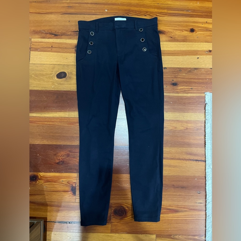 Loft velvet navy blue paints with buttons size 27/4